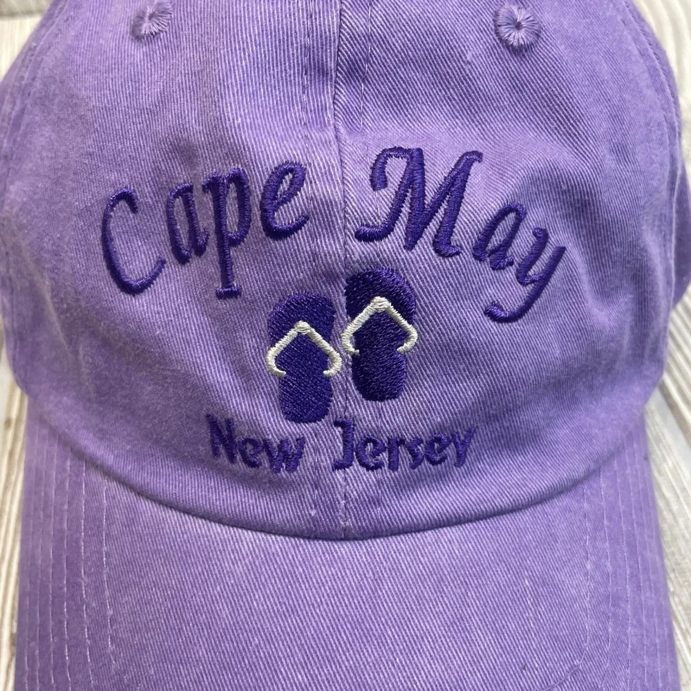 Royal Resortwear Cape May New Jersey Purple Baseball Cap Hat Flip Flops Cotton